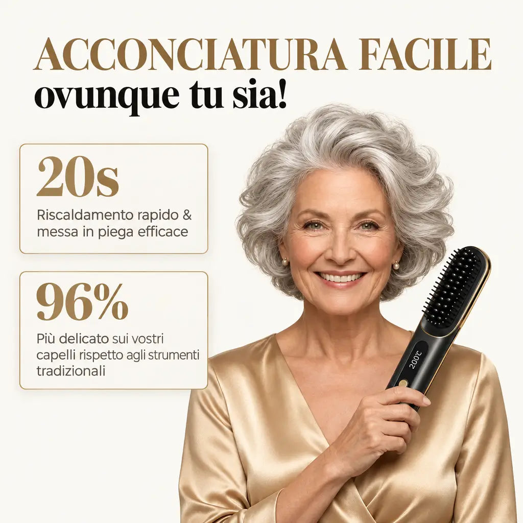 x2 Spazzola modellante intelligente per capelli corti e medi + Pettine da styling + Set di pinze