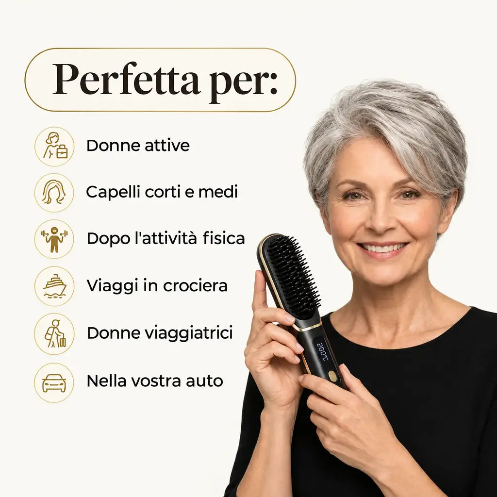 x2 Spazzola modellante intelligente per capelli corti e medi + Pettine da styling + Set di pinze