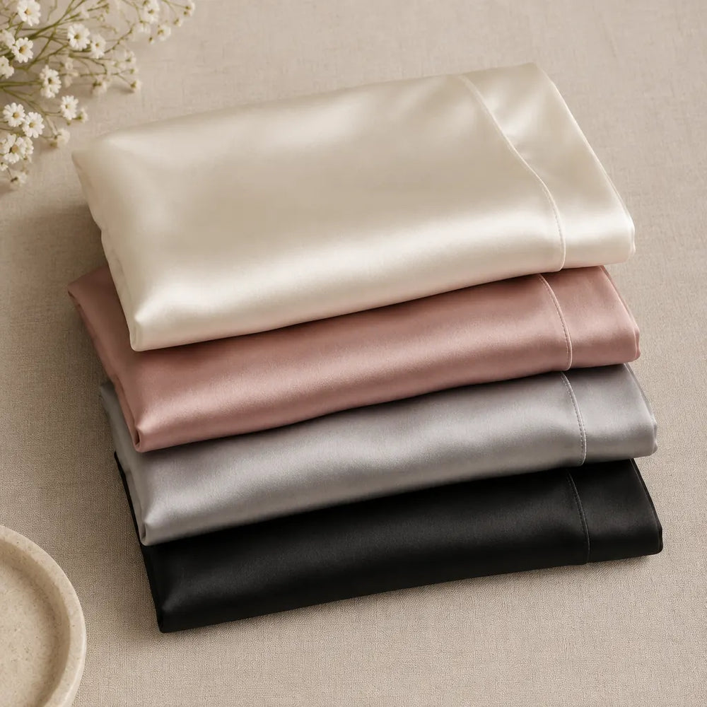 Federa in Seta Chioma nei colori avorio, rosa cipria, grigio perla e nero