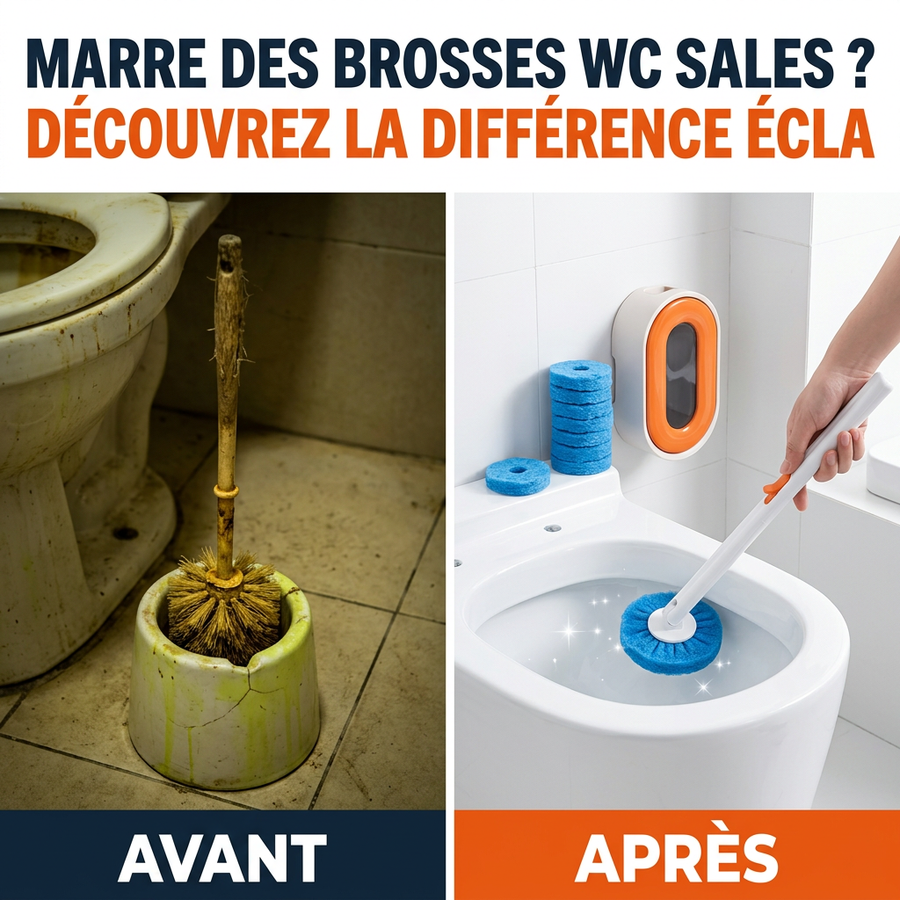 Avant / après : brosse WC classique sale vs ÉCLA